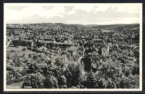 AK Pforzheim, Totalansicht mit Bäumen, Panorama