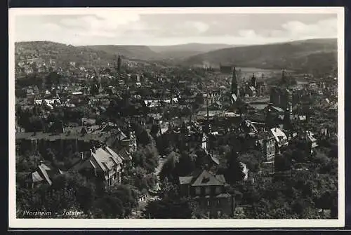 AK Pforzheim, Totalansicht über die Dächer