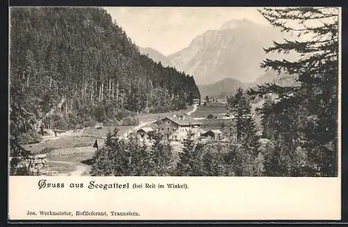 AK Reit im Winkl, Gasthaus-Pension Seegatterl aus der Vogelschau