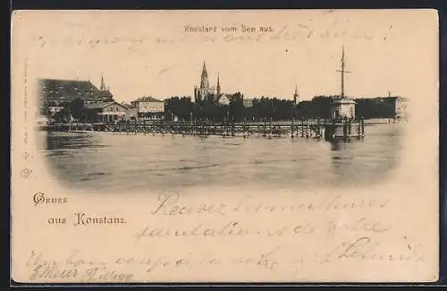 AK Konstanz, Ortsansicht vom See aus