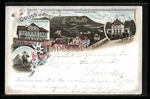 Lithographie Radegund / Schröckel, Kursaal und Stubenberghaus