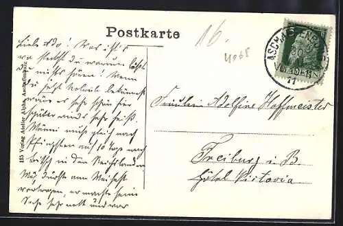 AK Aschaffenburg, Gebäudepartie an der Grünewaldstrasse