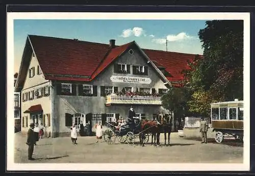 AK Altusried, Kutsche vorm Gasthof zur Post