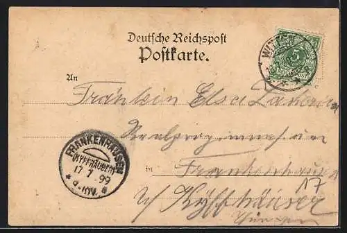 Lithographie Witten, Postamt, Haus Witten, Hohenstein, Blumen