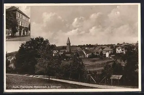 AK Busenbach, Ortsansicht mit katholischer Pfarrkirche