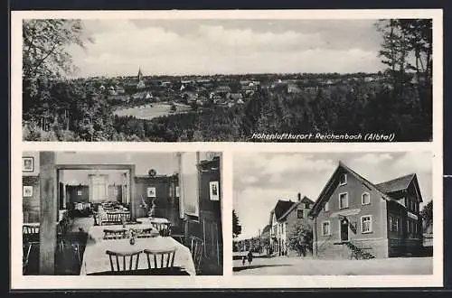 AK Reichenbach /Albtal, Gasthaus zum goldenen Engel W. Wettach mit Innenansicht, Totalansicht aus der Vogelschau