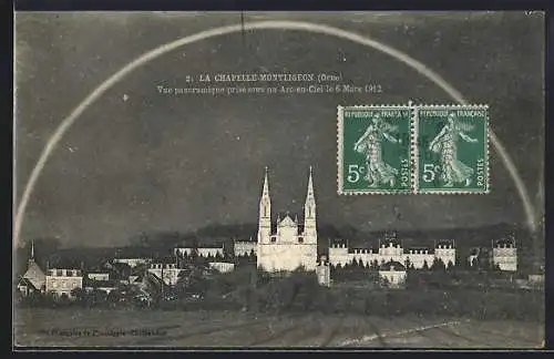 AK La Chapelle-Montligeon, Vue panoramique prise sous un Arc-en-Ciel le 6 Mars 1912