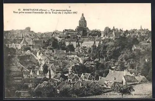 AK Mortagne, Vue panoramique avant l`incendie de la Tour du 2 Juillet 1887