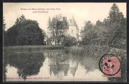 AK Blavou, Château de Blarou avec pièce d`eau, côté Sud-Ouest