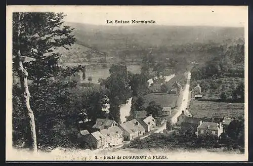 AK Domfront, Route de Domfront à Flers dans la Suisse Normande