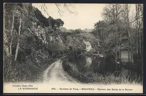 AK Rouvrou, Rochers des Bords de la Rouvre et chemin au bord de la rivière