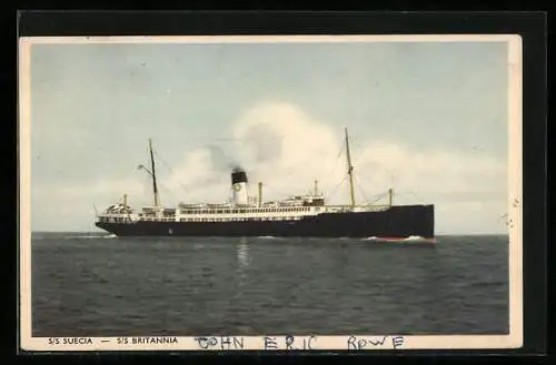 AK Passagierschiff SS Britannia auf hoher See, Swedish Lloyd