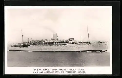 AK Passagierschiff RMS Strathmore schneidet durchs Wasser, P. & O. Line, India and Australia Main and Passenger Service