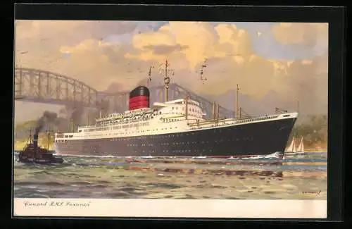 Künstler-AK Passagierschiff RMS Saxonia der Cunard Line