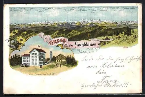 AK Badenweiler, Gasthaus Hochblauen, Bergpanorama