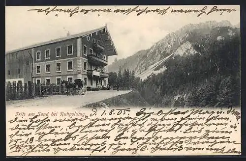 AK Ruhpolding, Blick auf das Hotel Fritz am Sand