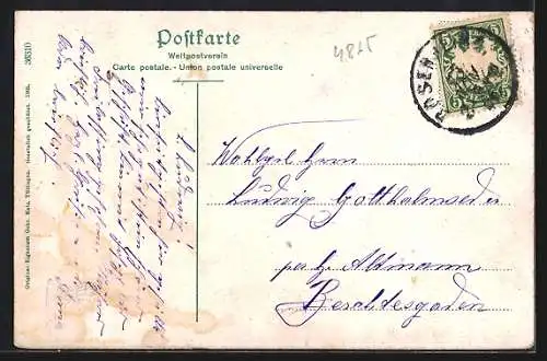 AK Rosenheim / Bayern, Blick in die Bahnhofstrasse, Pferdekutschen