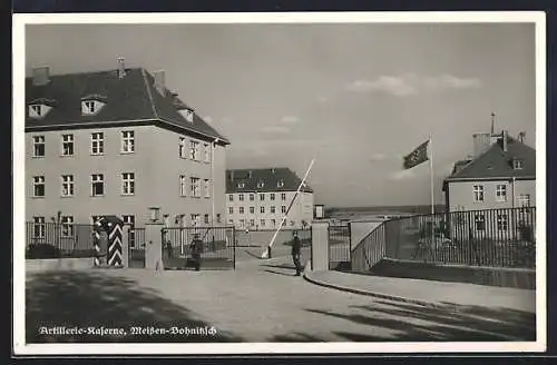 AK Meissen-Bohnitzsch, Eingang zur Artillerie-Kaserne, 