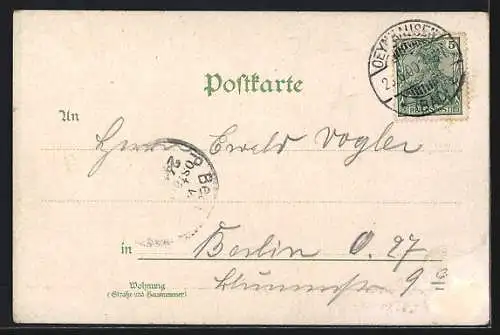 Lithographie Bad Oeynhausen, Soolbad, Goldfischteich, Bülowbrunnen