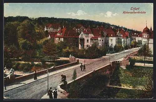 AK Erfurt, Blick auf die Hohenzollernbrücke