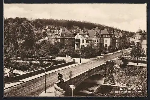 AK Erfurt, Hohenzollernbrücke aus der Vogelschau