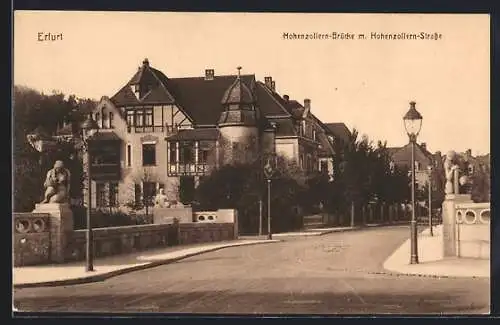 AK Erfurt, Hohenzollern-Brücke und Hohenzollern-Strasse