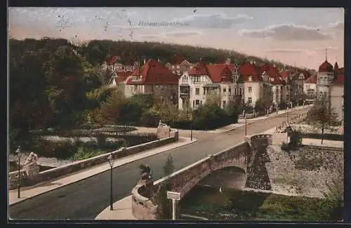 AK Erfurt, Hohenzollernbrücke aus der Vogelschau