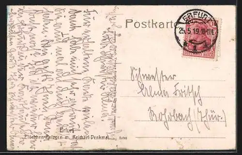 AK Erfurt, Pförtchen-Anlagen mit Reichart-Denkmal