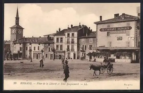 AK Romans, Place de la Libertè et Tour Jacquemart