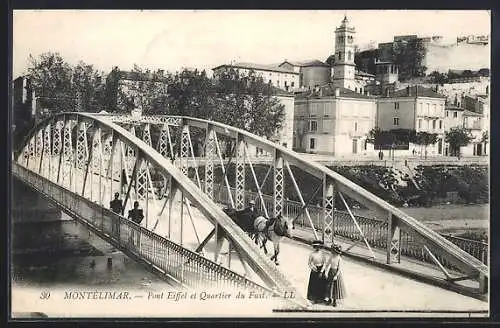 AK Montelimar, Pont Eiffel et Quartier du Fust