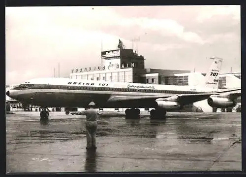 AK Frankfurt am Main, Passagierflugzeug Boeing 707 auf dem Flughafen Rhein-Main