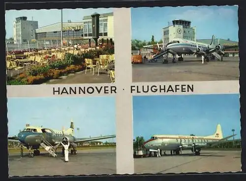 AK Hannover, Flughafen mit Rollbahn und Restaurant, mehrere Ansichten