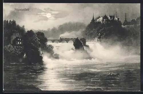 AK Schloss Laufen und der Rheinfall-Wasserfall