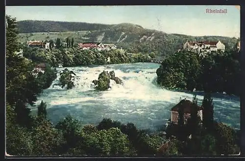 AK Rheinfall-Wasserfall aus der Vogelschau