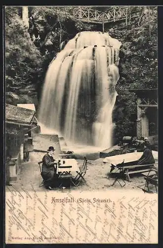 AK Amselfall in der Sächs. Schweiz, Wasserfall