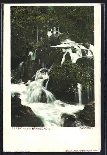 AK Partie aus der Bärnschütz, Cascaden-Wasserfall