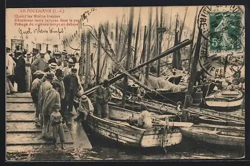 AK Le Pouliguen, Quand les Marins Bretons Réunissent leurs Bateaux dans le Port