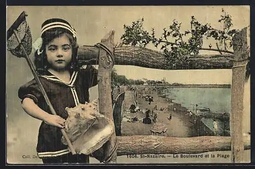 AK Saint-Nazaire, Le Boulevard et la Plage