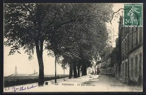 AK Paimbœuf, Le quai Gautreau avec vue sur le phare et les bâtiments bordant la rue