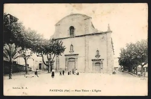 AK Fayence /Var, Place Thiers, L`Eglise