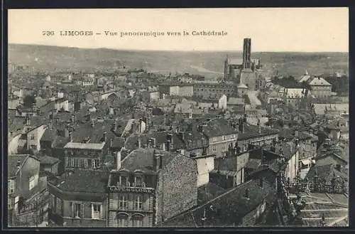 AK Limoges, Vue panoramique vers la Cathédrale