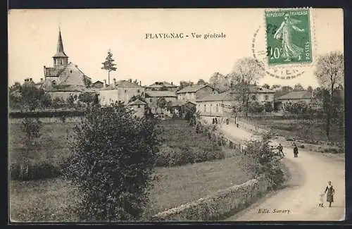 AK Flavignac, Vue générale du village et de l`église