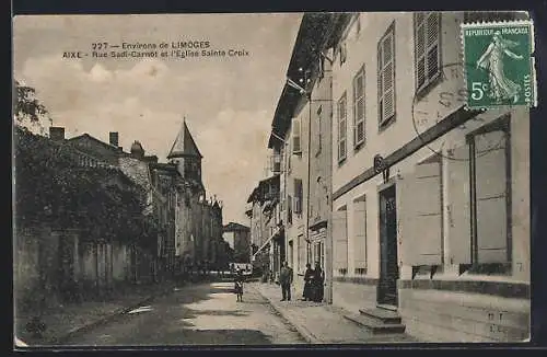 AK Aixe, Rue Sadi-Carnot et l`Église Sainte Croix