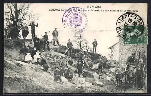 AK Sauvagnac, Villageois travaillant en commun à la réfection des chemins de la montagne