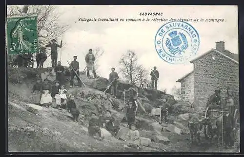 AK Sauvagnac, Villageois travaillant en commun à la réfection des chemins de la montagne