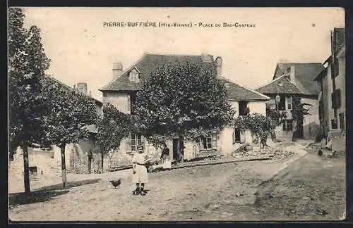 AK Pierre-Buffière /Hte-Vienne, Place du Bas-Chateau