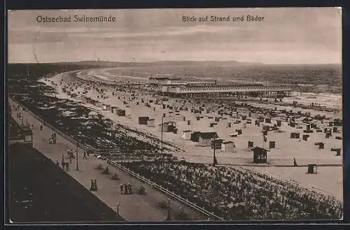 AK Swinemünde, Blick auf Strand & Bäder