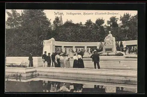 AK Wien, Volksgarten mit Kaiserin Elisabeth Denkmal