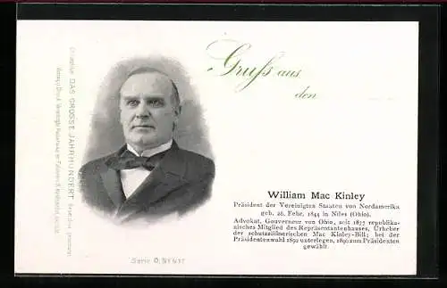 AK William Mac Kinley, Präsident der USA