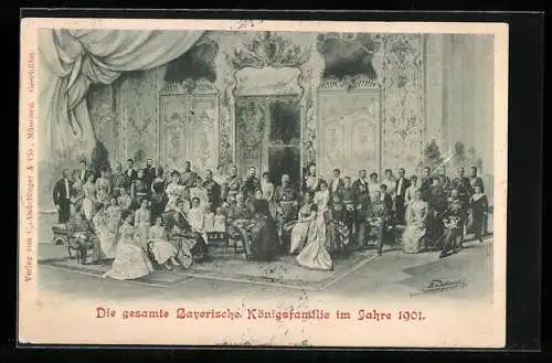 AK Prinzregent Luitpold von Bayern und die gesamte bayerische Königsfamilie im Jahre 1901